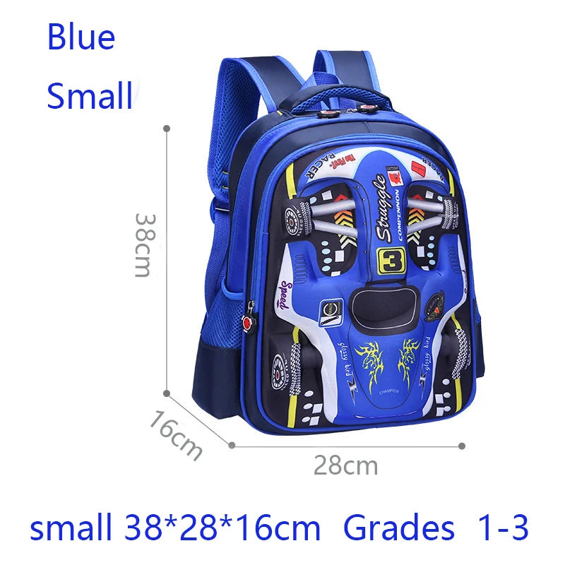 3D Racing Kid Backpack for Boys & Girls with Spacious Compartments | Colorful Design for School Use