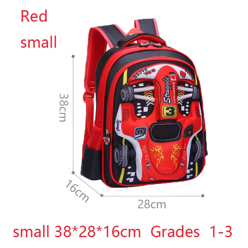 3D Racing Kid Backpack for Boys & Girls with Spacious Compartments | Colorful Design for School Use