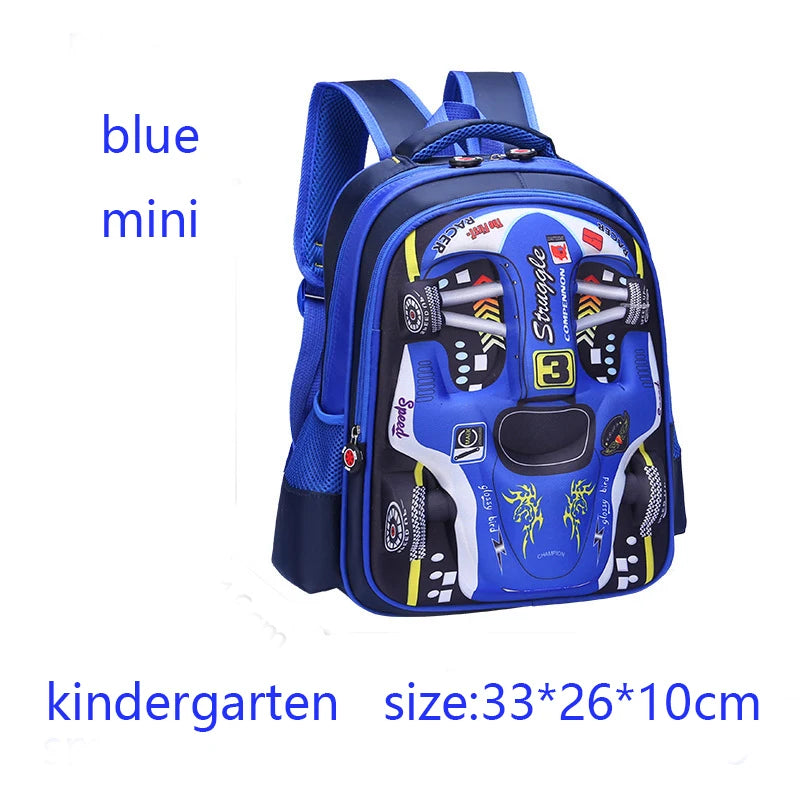 3D Racing Kid Backpack for Boys & Girls with Spacious Compartments | Colorful Design for School Use