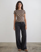 Women's Fitted Tee with Crew Neckline in Brown for Everyday Wear