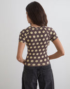 Women's Fitted Tee with Crew Neckline in Brown for Everyday Wear