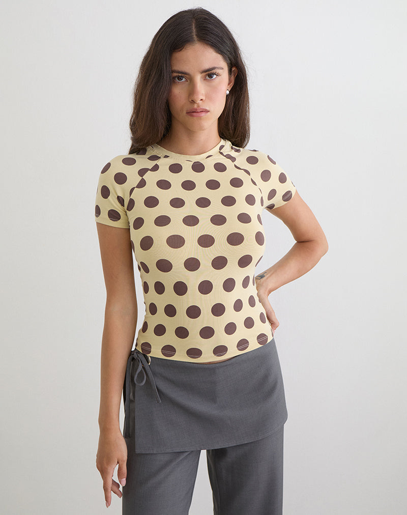 Women's Fitted Tee with Crew Neckline in Brown for Everyday Wear