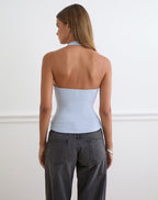 Women's Knit Halterneck Top in Blue for Everyday Wear