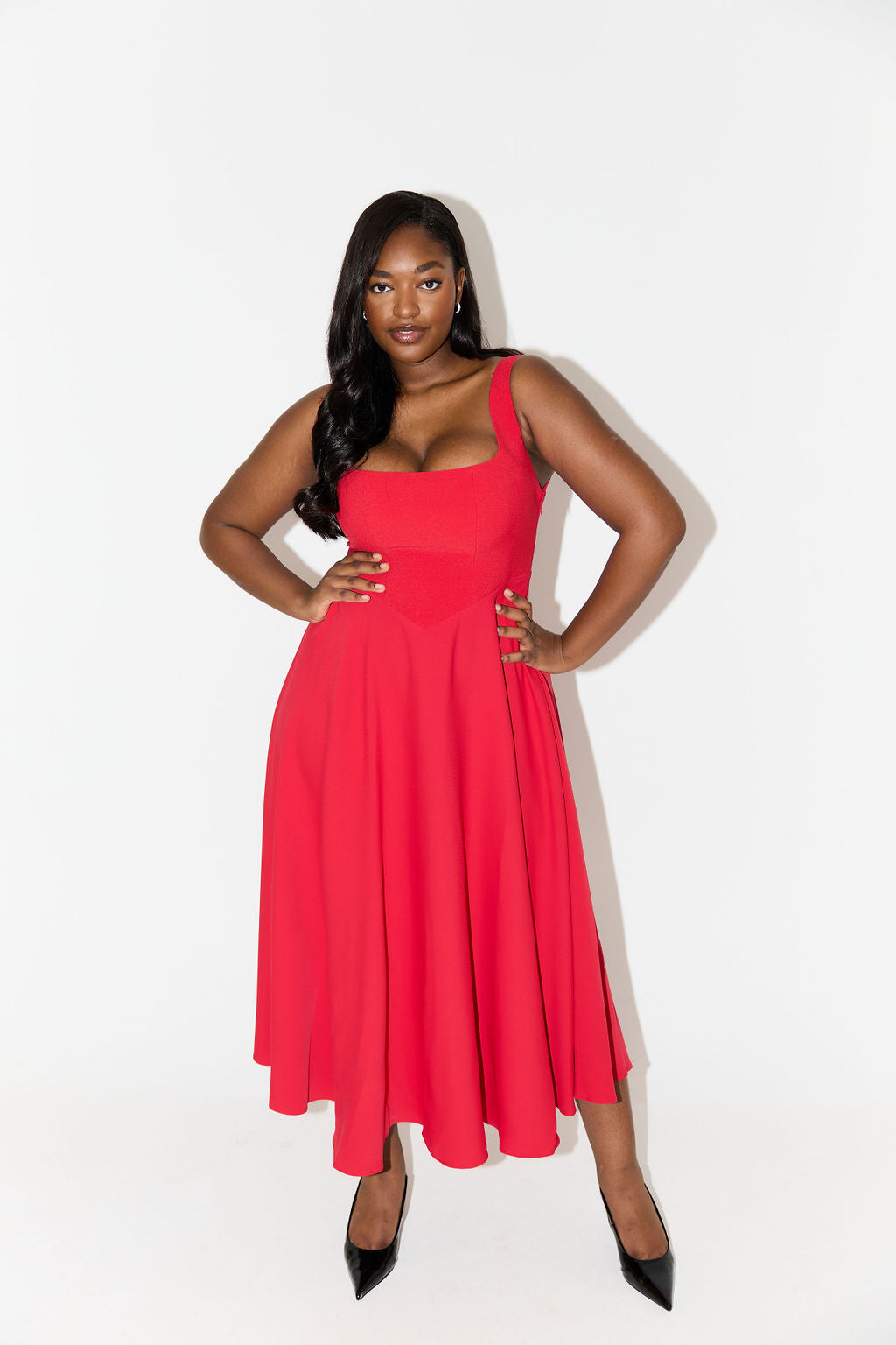 Flowy Clean-Cut Midi Dress for everyday styling