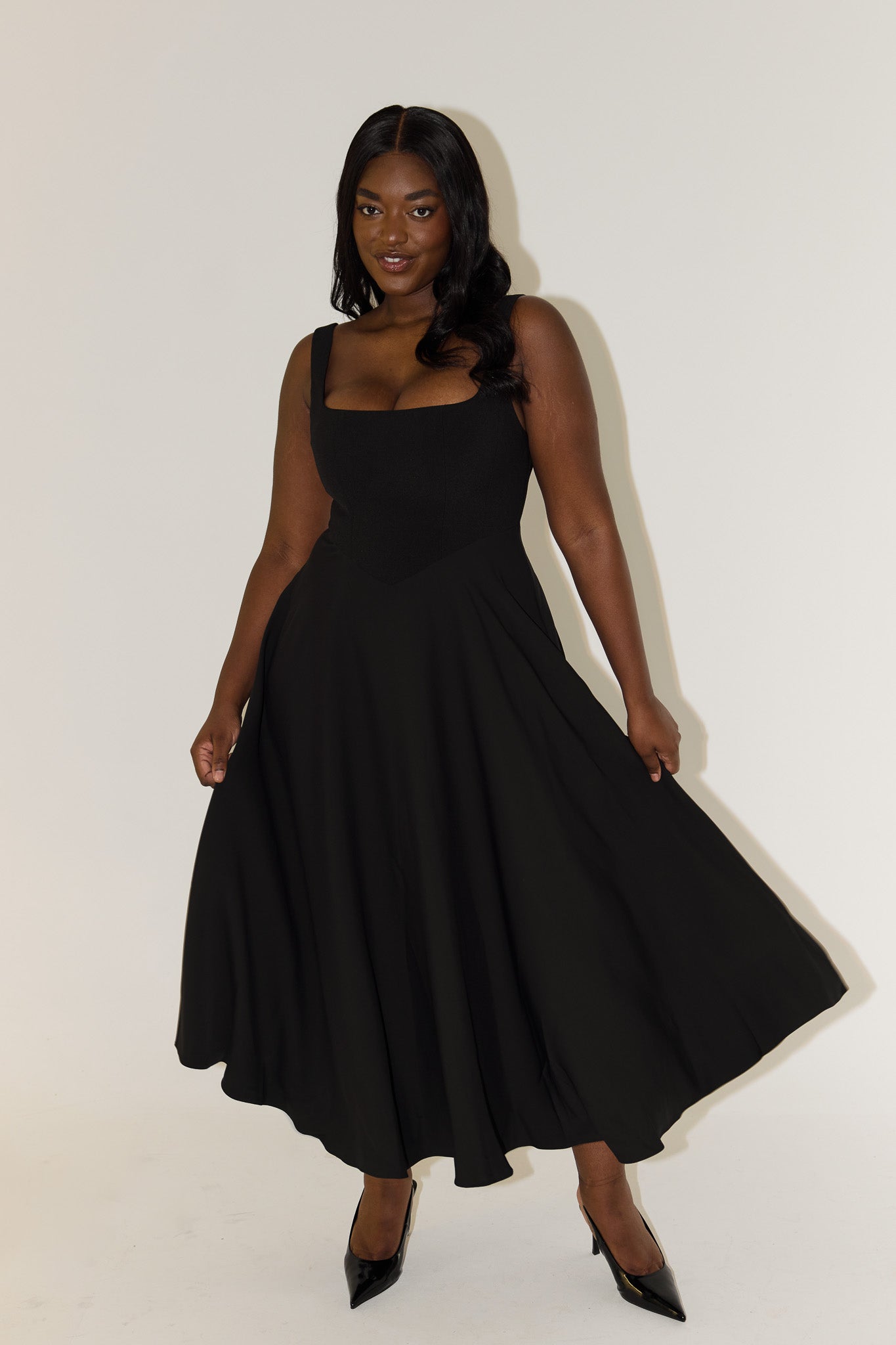 Flowy Clean-Cut Midi Dress for everyday styling
