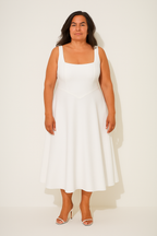 Flowy Clean-Cut Midi Dress for everyday styling