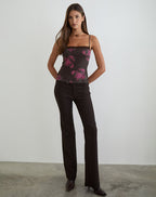 Women's Lace Cami Top in Brown Flattering Fit for Everyday Wear