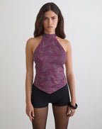 Women's Halterneck Top in Purple for Everyday Wear