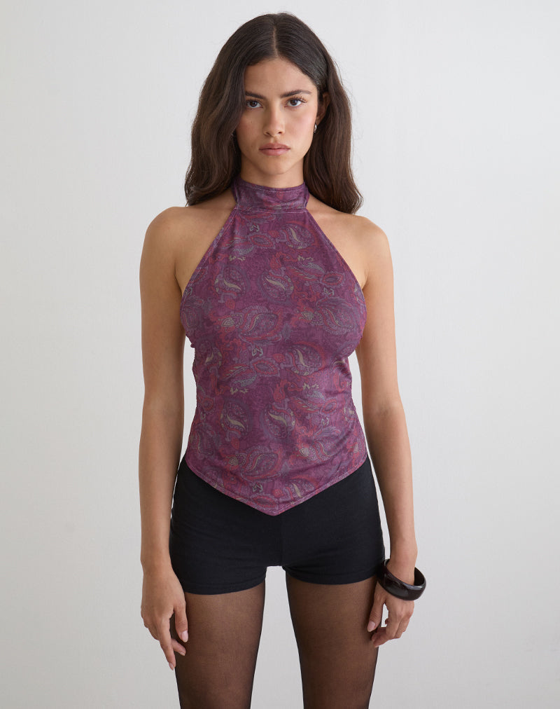 Women's Halterneck Top in Purple for Everyday Wear