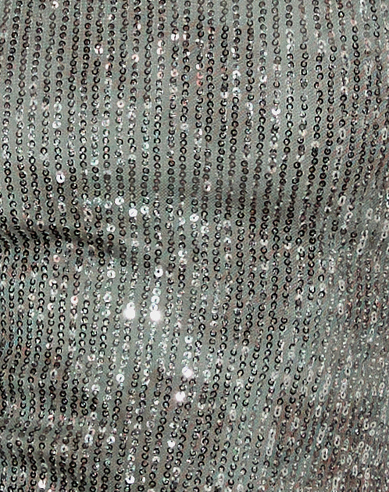 Women's Sequin Halterneck Top in Green for Everyday Wear