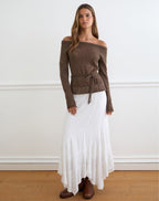 Women's Knit Shift Midi Dress in Brown for Everyday Wear
