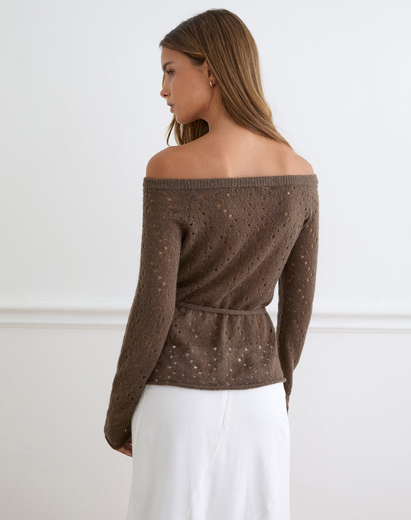 Women's Knit Shift Midi Dress in Brown for Everyday Wear