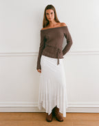 Women's Knit Shift Midi Dress in Brown for Everyday Wear