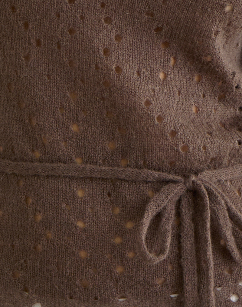 Women's Knit Shift Midi Dress in Brown for Everyday Wear