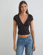 Women's Rayon Jersey Fashion Top in Black for Everyday Wear