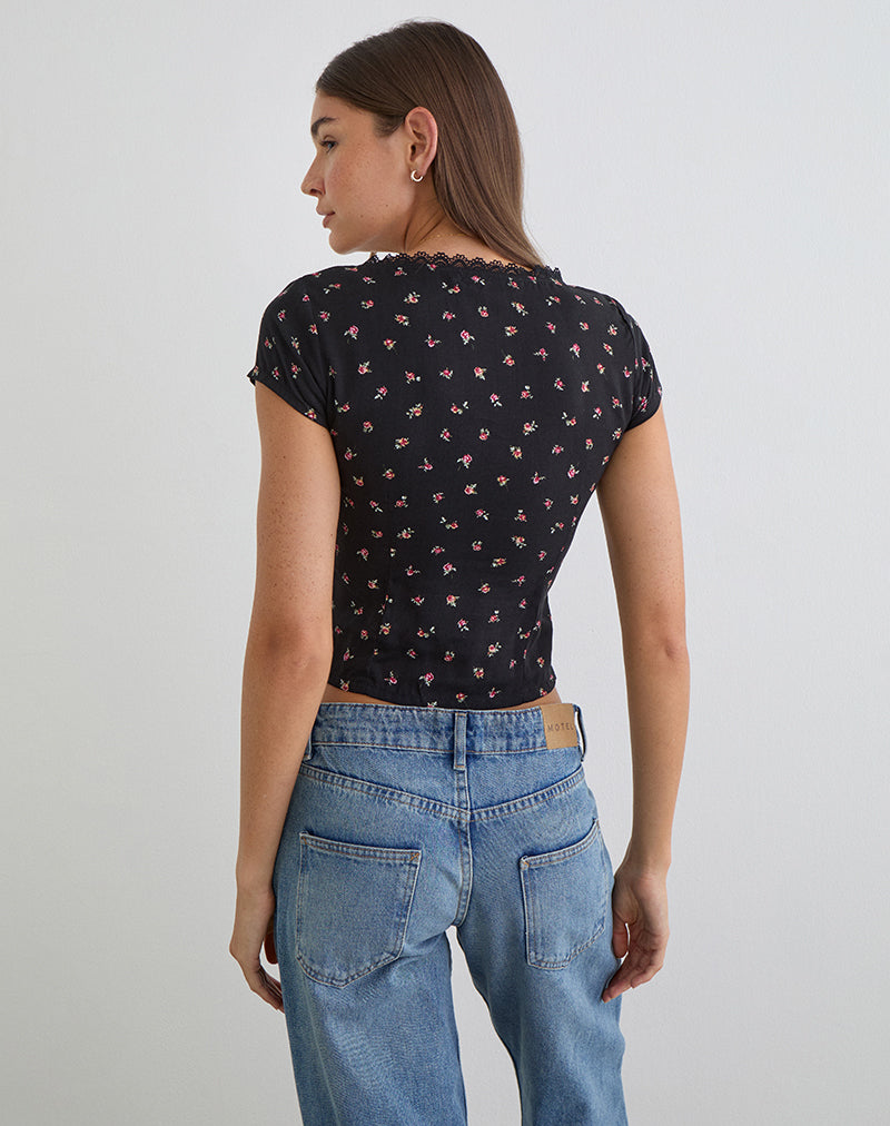 Women's Rayon Jersey Fashion Top in Black for Everyday Wear
