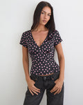 Women's Satin Fashion Top with V-Neckline in Black for Everyday Wear