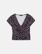 Women's Satin Fashion Top with V-Neckline in Black for Everyday Wear