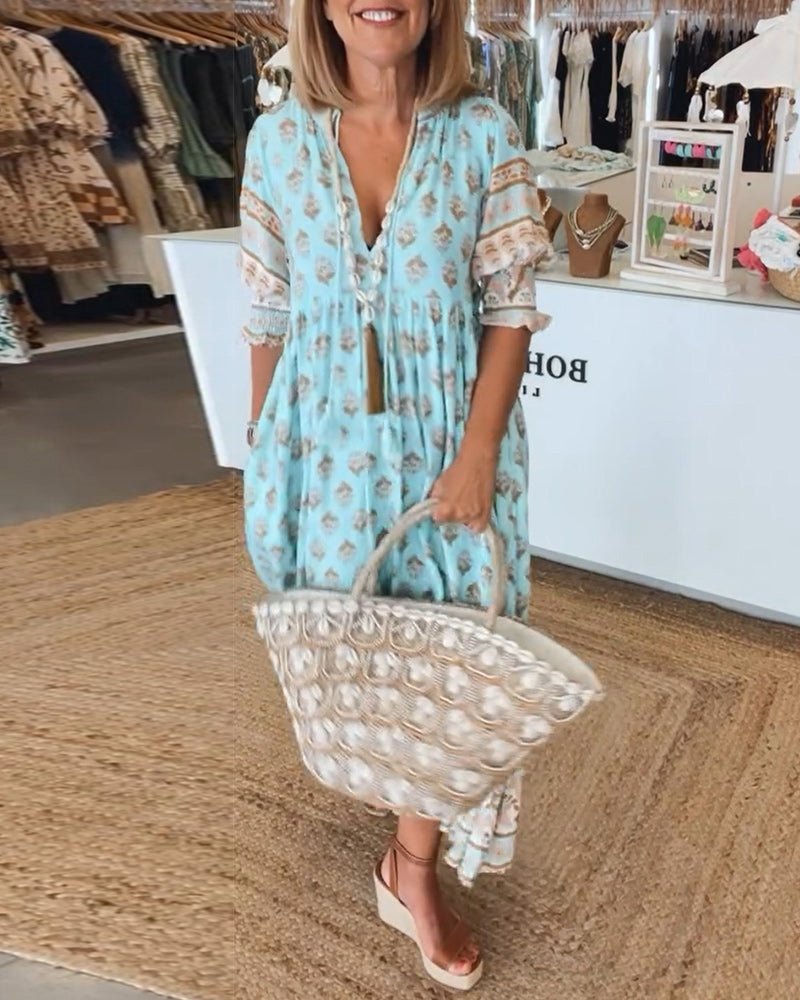 Women's Bohemian Bohemian Print Midi Dress