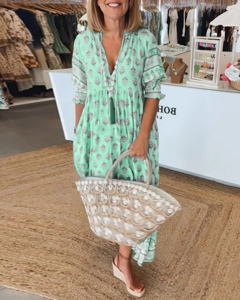 Women's Bohemian Bohemian Print Midi Dress