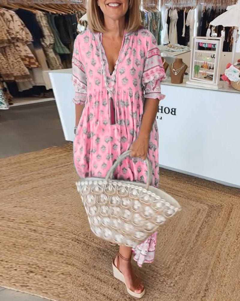 Women's Bohemian Bohemian Print Midi Dress