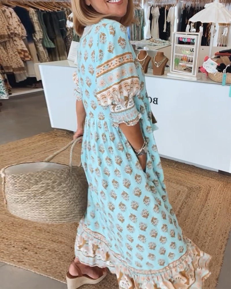 Women's Bohemian Bohemian Print Midi Dress
