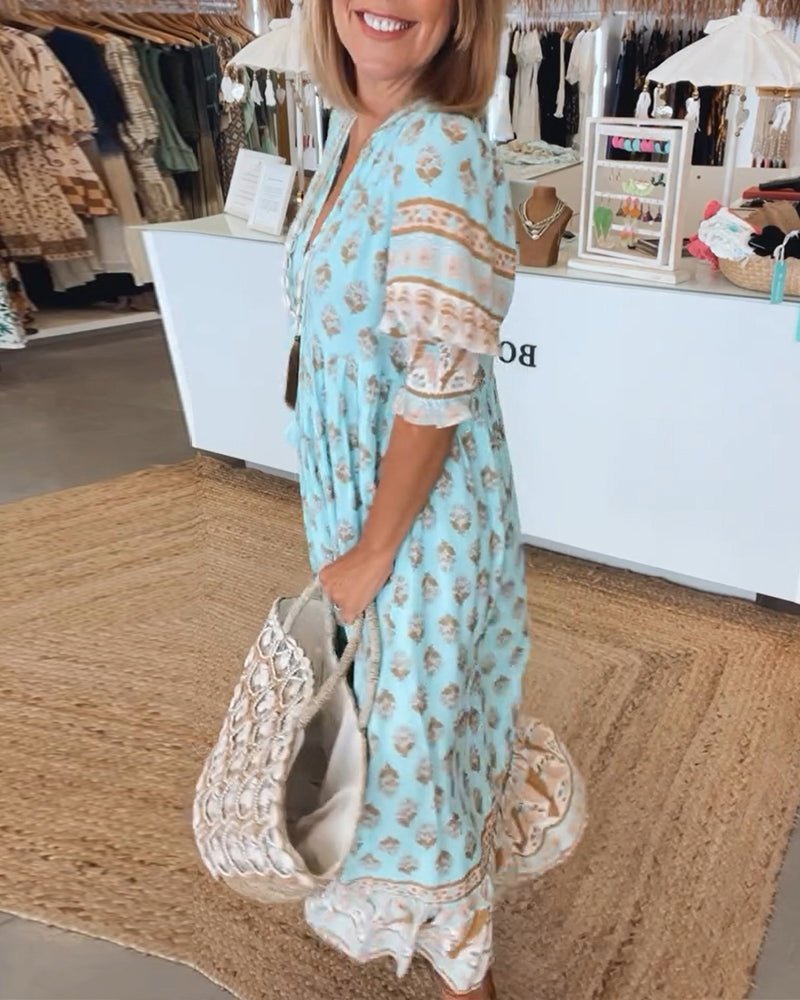 Women's Bohemian Bohemian Print Midi Dress