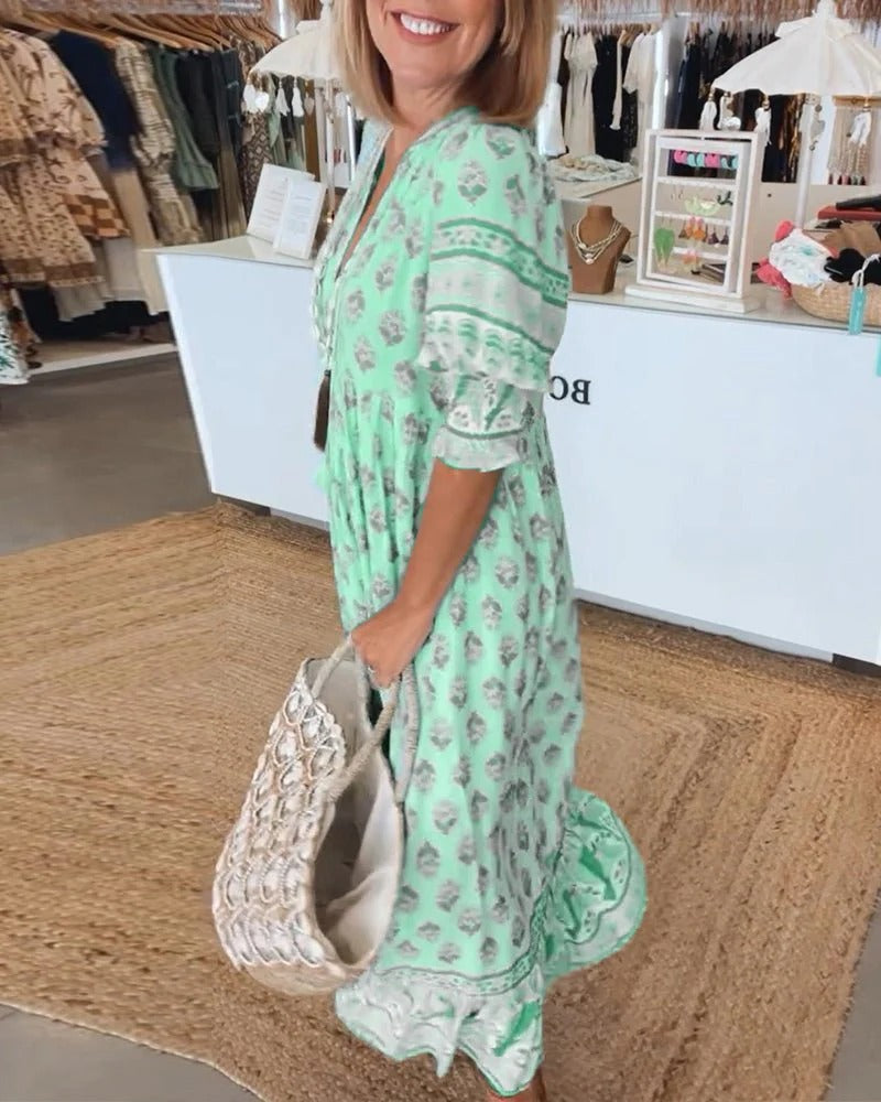 Women's Bohemian Bohemian Print Midi Dress