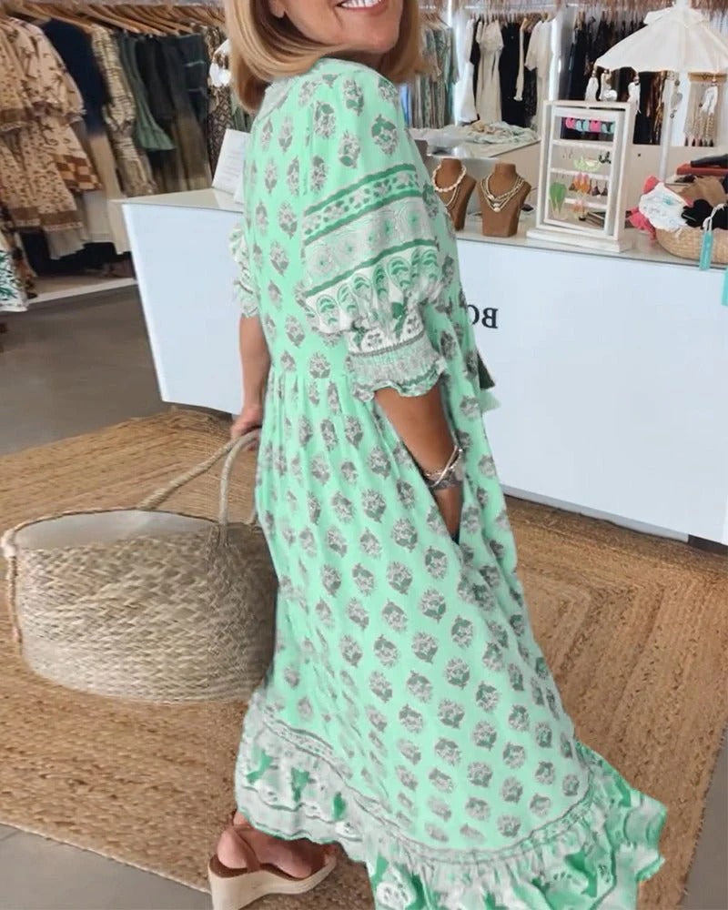 Women's Bohemian Bohemian Print Midi Dress