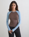 Women's Long Sleeve Bodycon Top in Blue for Everyday Wear