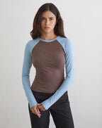 Women's Long Sleeve Bodycon Top in Blue for Everyday Wear