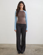 Women's Long Sleeve Bodycon Top in Blue for Everyday Wear