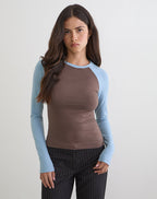 Women's Long Sleeve Bodycon Top in Blue for Everyday Wear