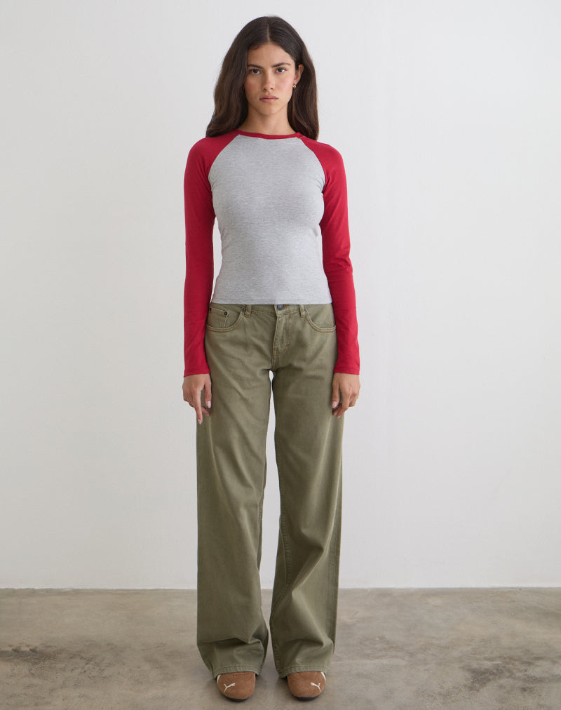 Women's Long Sleeve Bodycon Top in Red for Everyday Wear