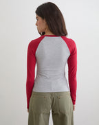 Women's Long Sleeve Bodycon Top in Red for Everyday Wear