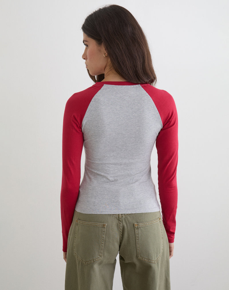 Women's Long Sleeve Bodycon Top in Red for Everyday Wear
