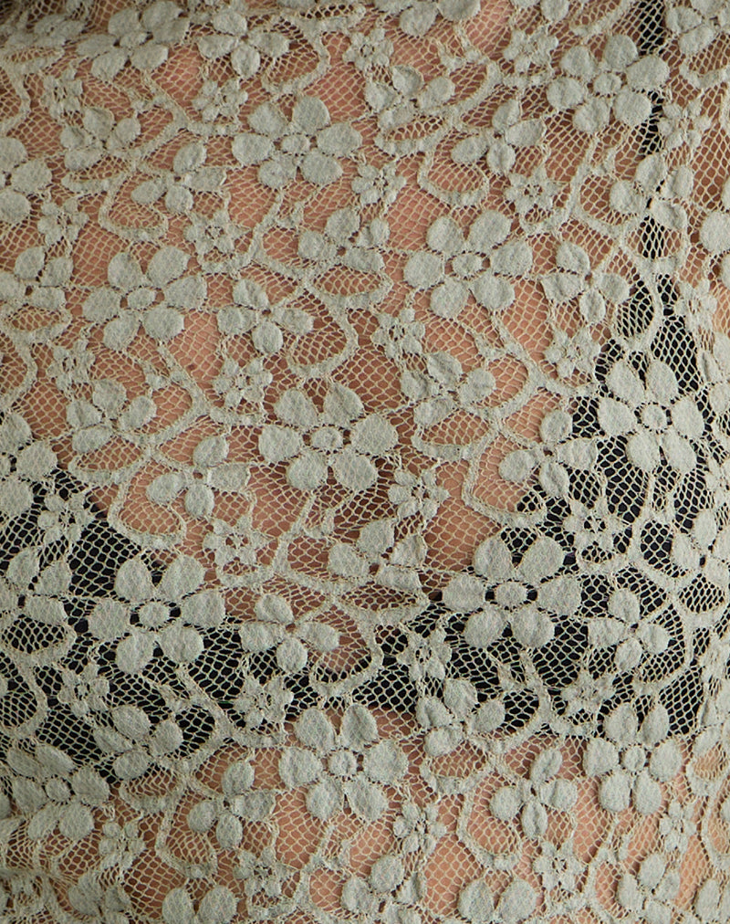 Women's Lace Long Sleeve Top in Green for Everyday Wear