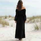 Boho Chic | White Maxi Dress with Off-Shoulder Lace Design | Elegant Beachwear for Summer Weddings