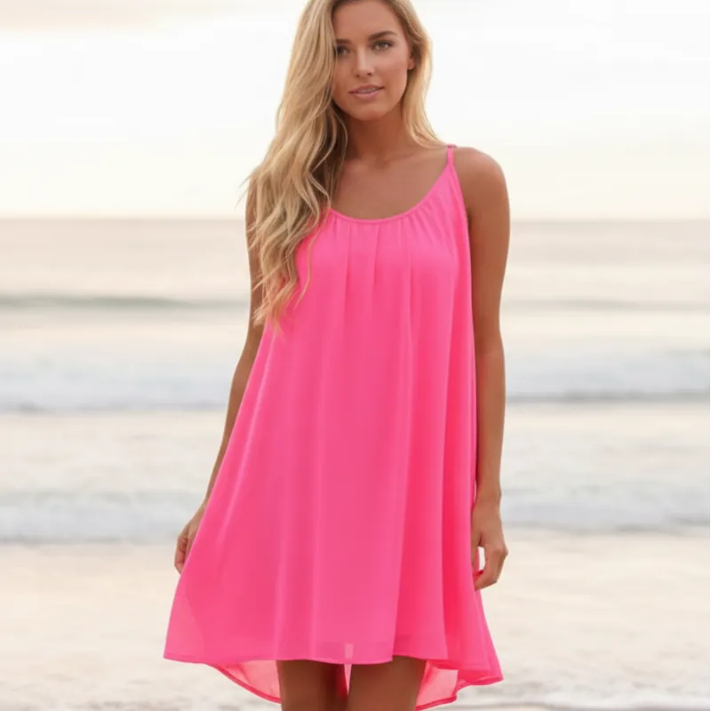 Boho Summer Dresses | Women's Mini Dress with Spaghetti Straps | Lightweight Beach Cover-Up for Warm Days