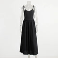 Women's Natural Linen V-Neck Backless Gathered Maxi Dress – Boho Beach Wedding Bridal Coastal Summer Sundress