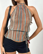 Women's Halterneck Top in Brown Flattering Fit for Everyday Wear