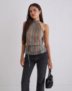 Women's Halterneck Top in Brown Flattering Fit for Everyday Wear