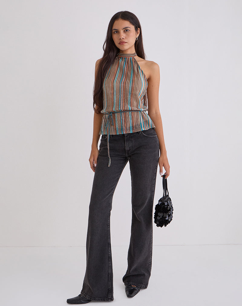 Women's Halterneck Top in Brown Flattering Fit for Everyday Wear