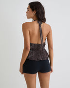 Women's Halterneck Top in Brown Flattering Fit for Everyday Wear