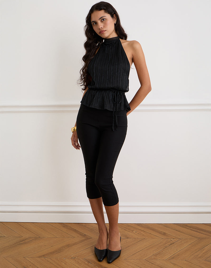 Women's Chiffon Halterneck Top in Black for Everyday Wear