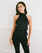 Women's Chiffon Halterneck Top in Black for Everyday Wear