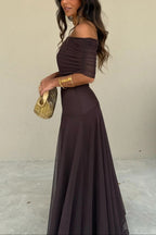 Brittany Collection | Women's Maxi Dress with One-Shoulder Design | Elegant Chiffon for Romantic Summer Occasions
