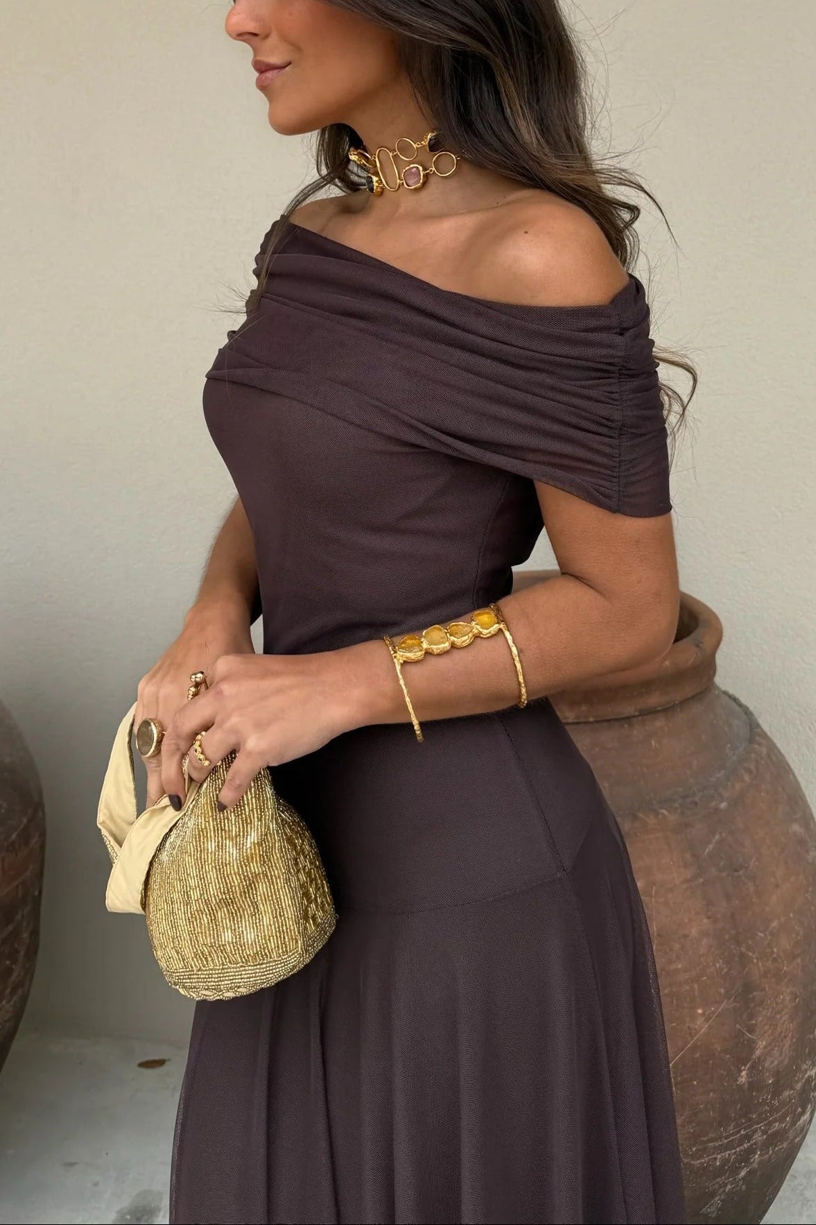 Brittany Collection | Women's Maxi Dress with One-Shoulder Design | Elegant Chiffon for Romantic Summer Occasions