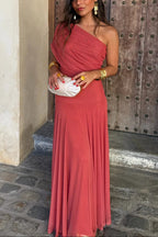 Brittany Collection | Women's Maxi Dress with One-Shoulder Design | Elegant Chiffon for Romantic Summer Occasions