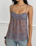 Women's Chiffon Cami Flowy Top with Sweetheart Neckline in Blue for Everyday Wear